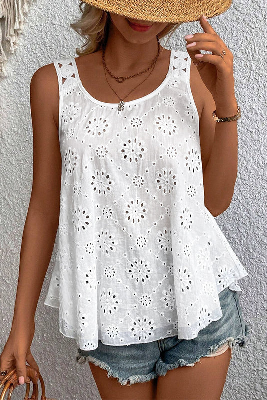 White Eyelet Embroidery Tank