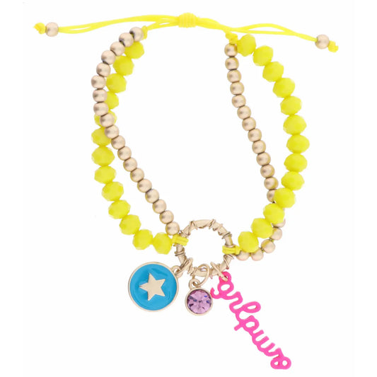 JM Kids 2 Strand, Pink "Grlpwr" Bar Bracelet