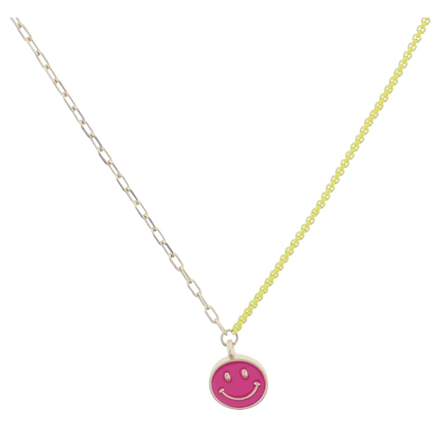 JM Kids Half Gold Chain, Yellow Chain with Pink Face Necklace