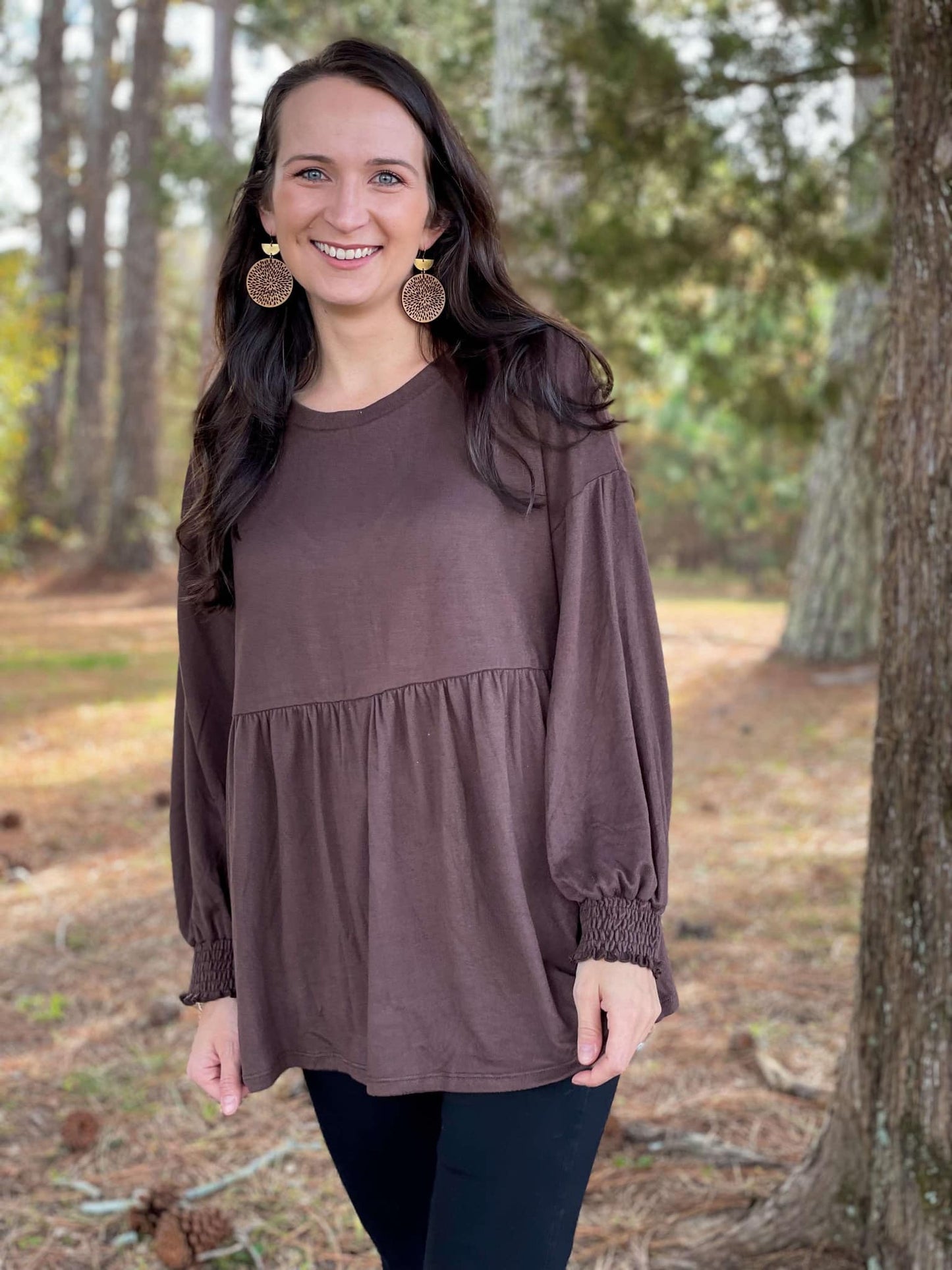 Brown Babydoll Blouse