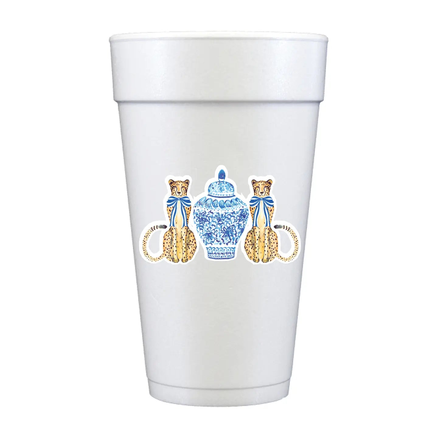 Chinoiserie Leopard Foam Cups