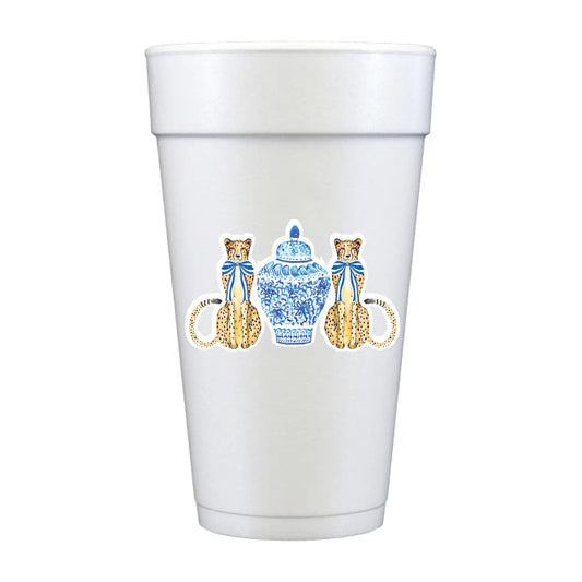 Chinoiserie Leopard Foam Cups