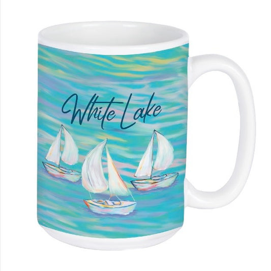 White Lake Sailboat Coffee Mug