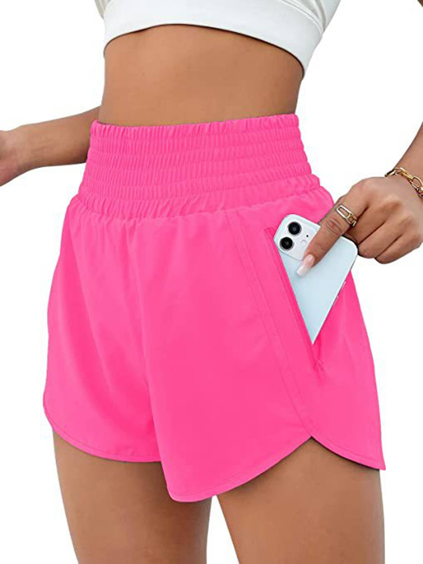 High Waisted Pink Running Shorts