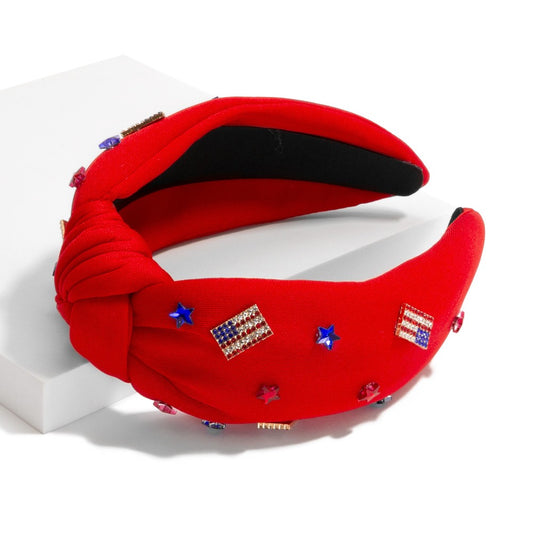 Americana Satin Headband - Red