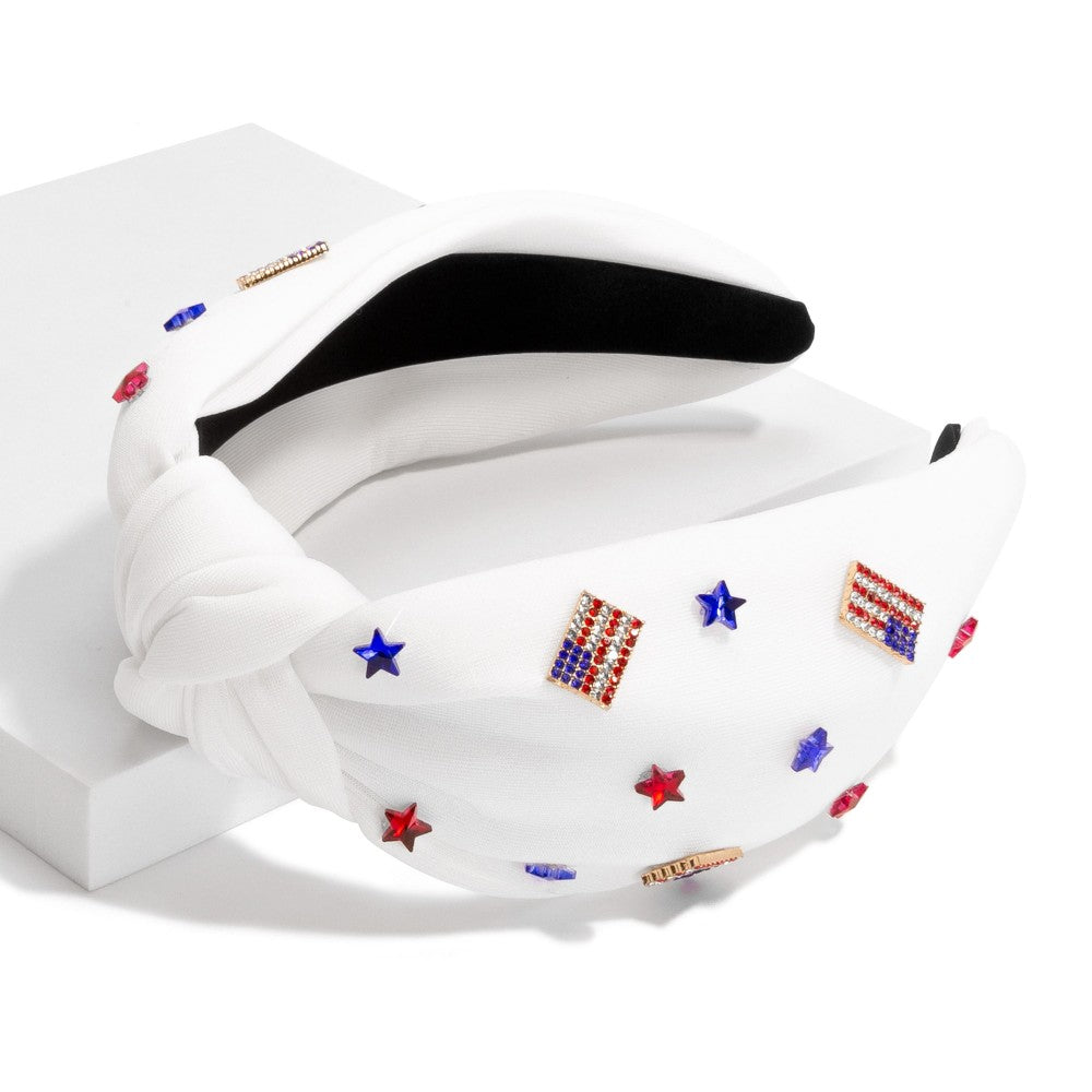 Americana Satin Headband - White