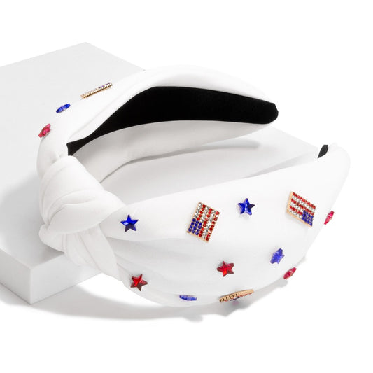 Americana Satin Headband - White
