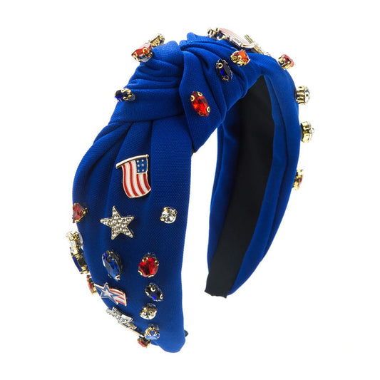 Americana Knotted Headband - Blue