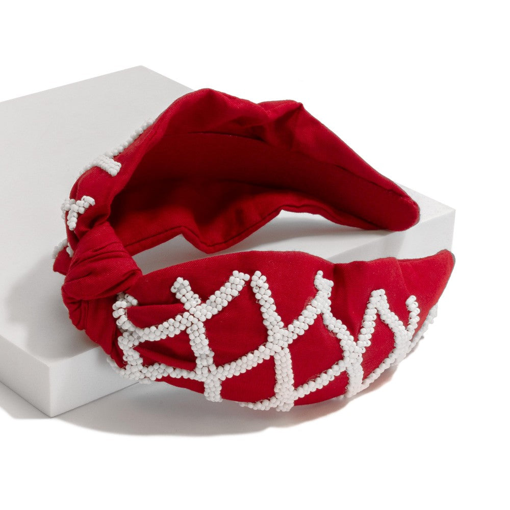 Seed Beaded Hollow Checkered Headband