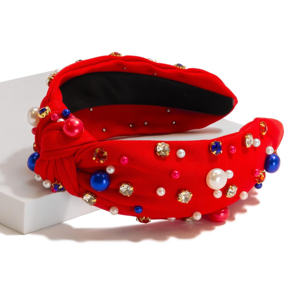 Americana Knotted Headband - Red