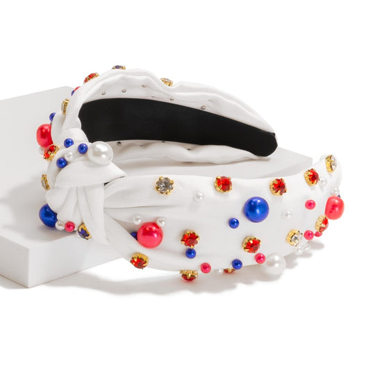 Americana Knotted Headband - White