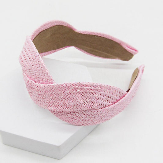 Woven Cross Headband - Pink