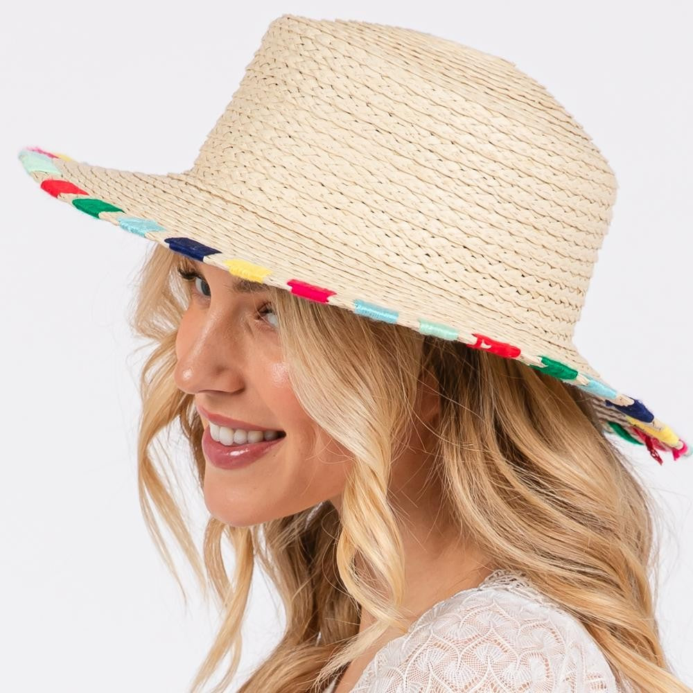 Multi-Color Straw Hat - Beige