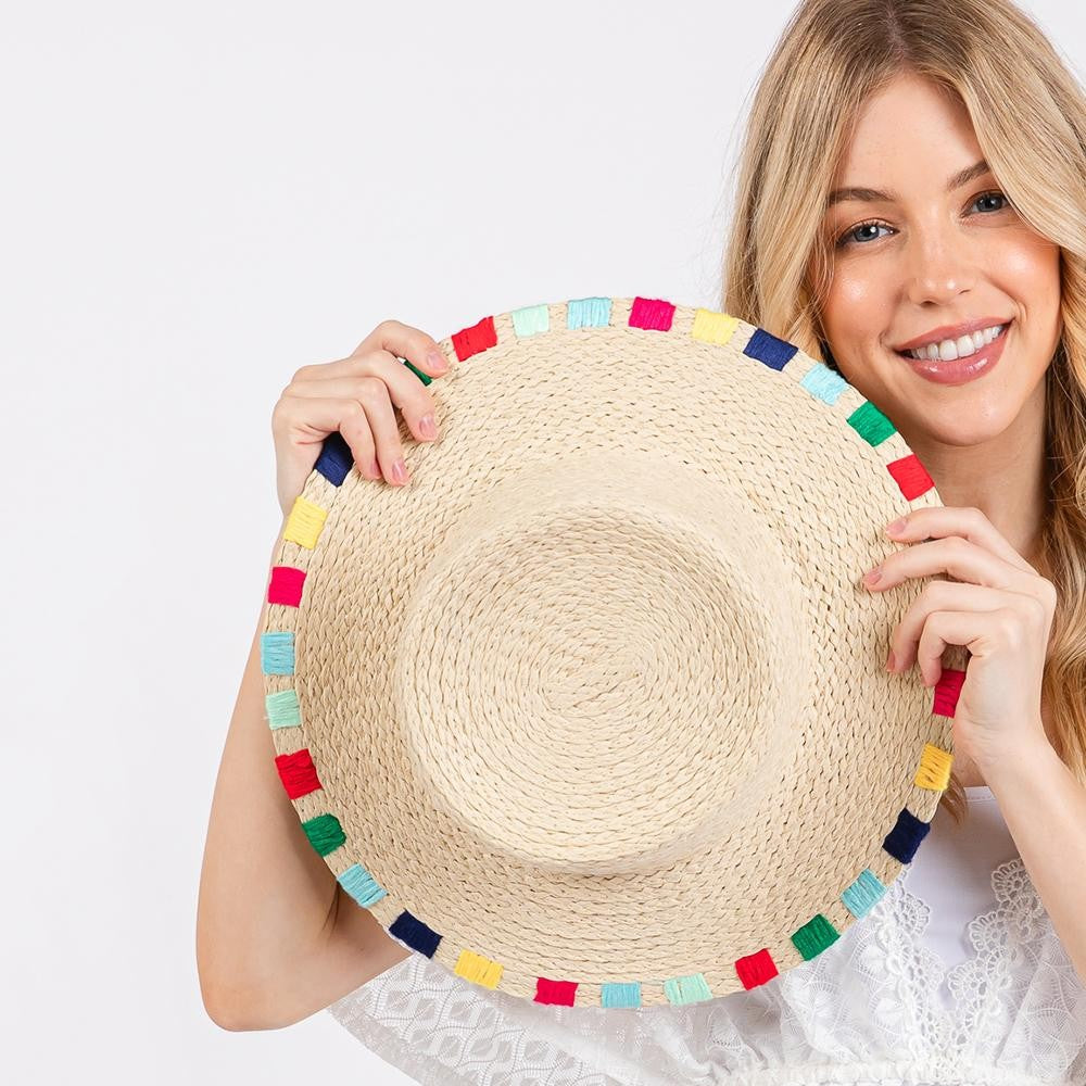 Multi-Color Straw Hat - Beige