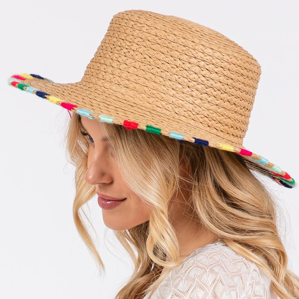 Multi-Color Straw Hat - Topaz