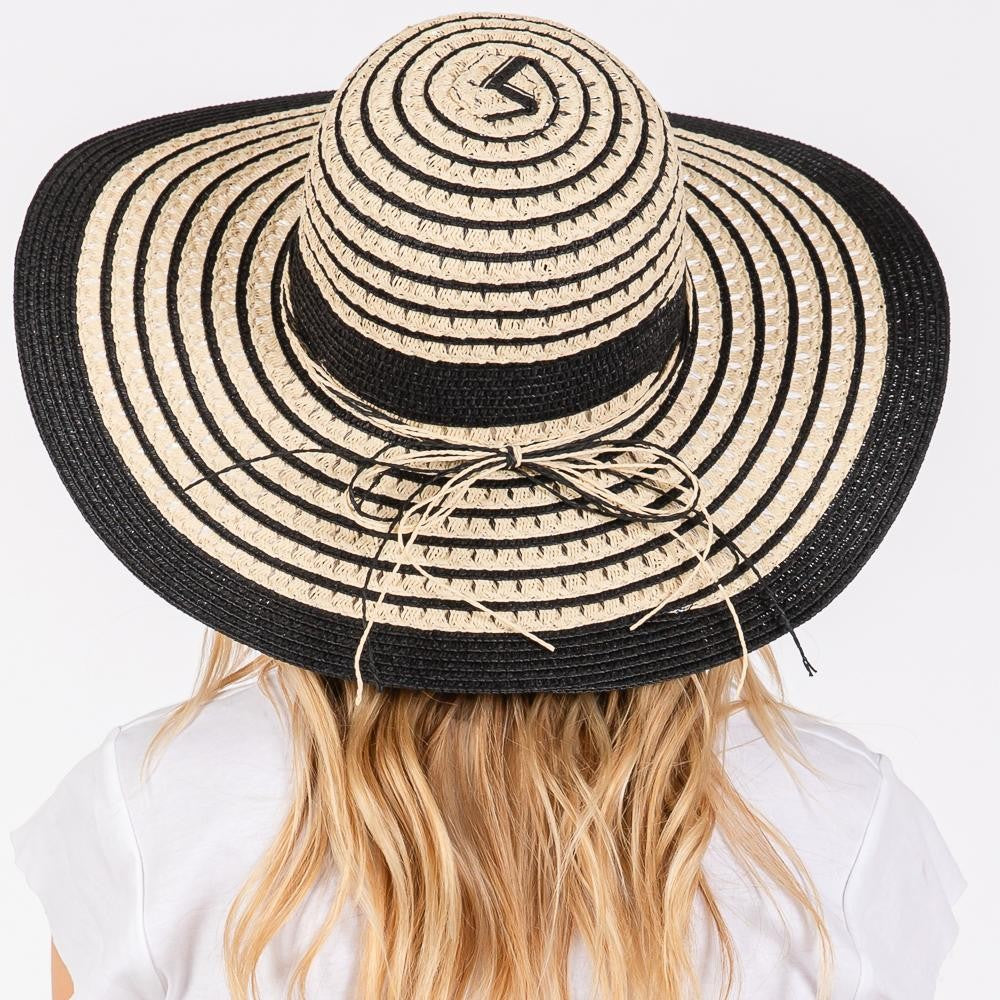 Two Toned Straw Hat - Black