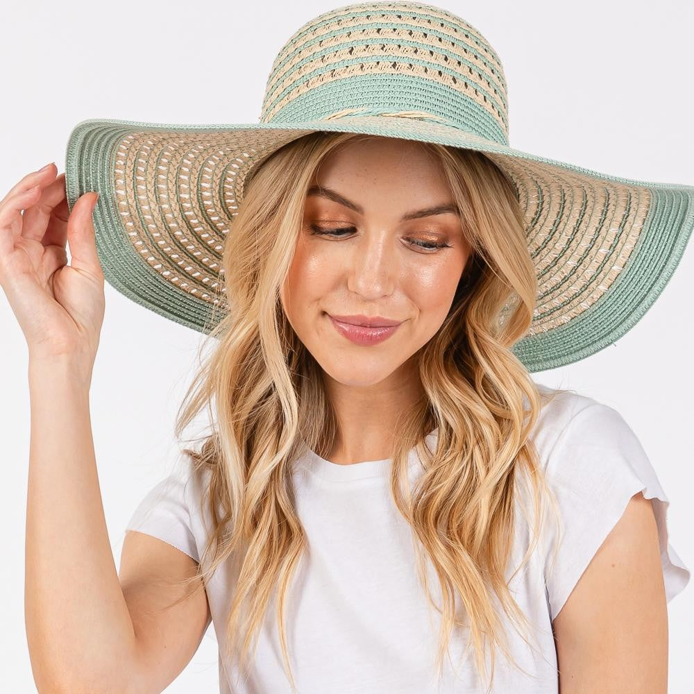 Two Toned Straw Hat - Mint