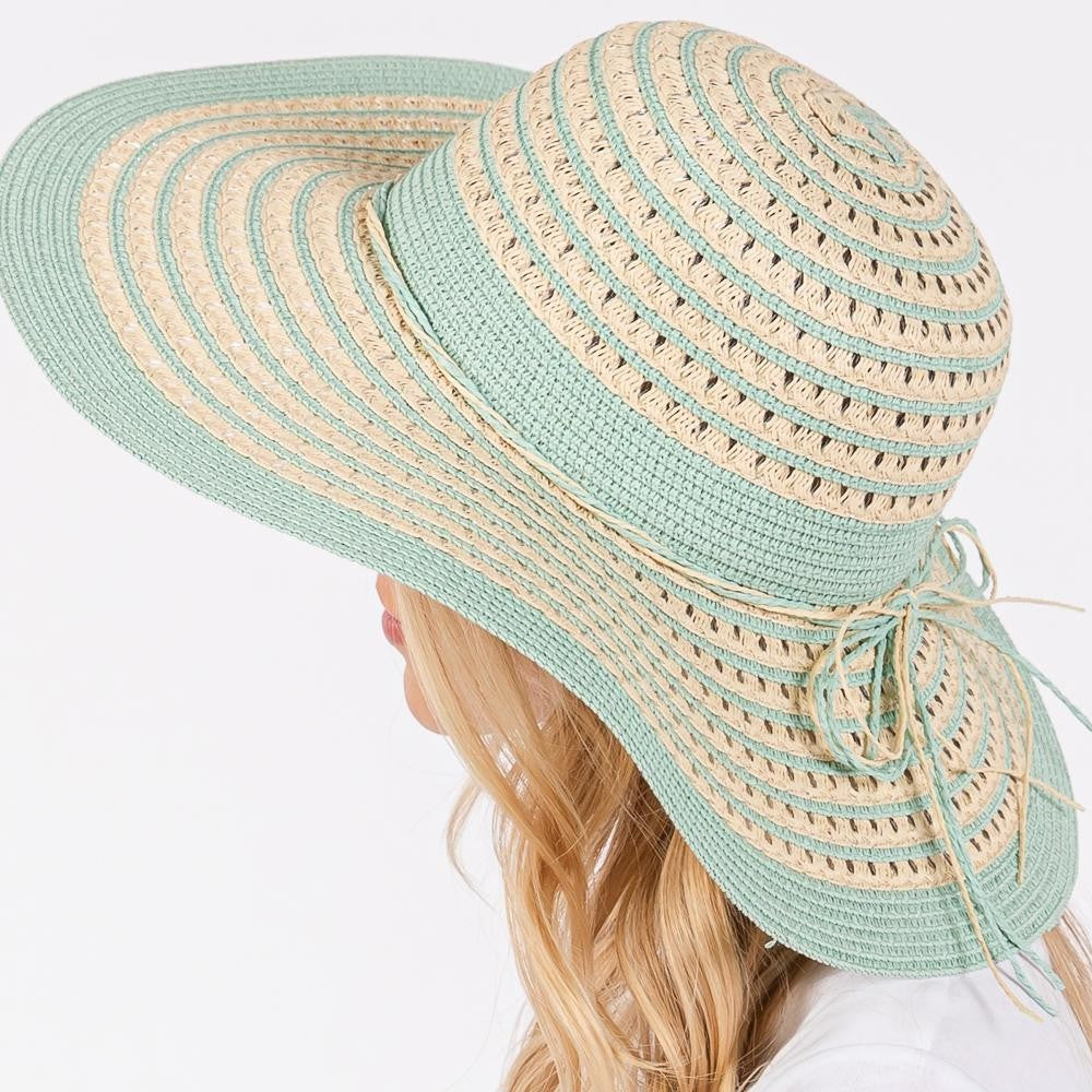 Two Toned Straw Hat - Mint