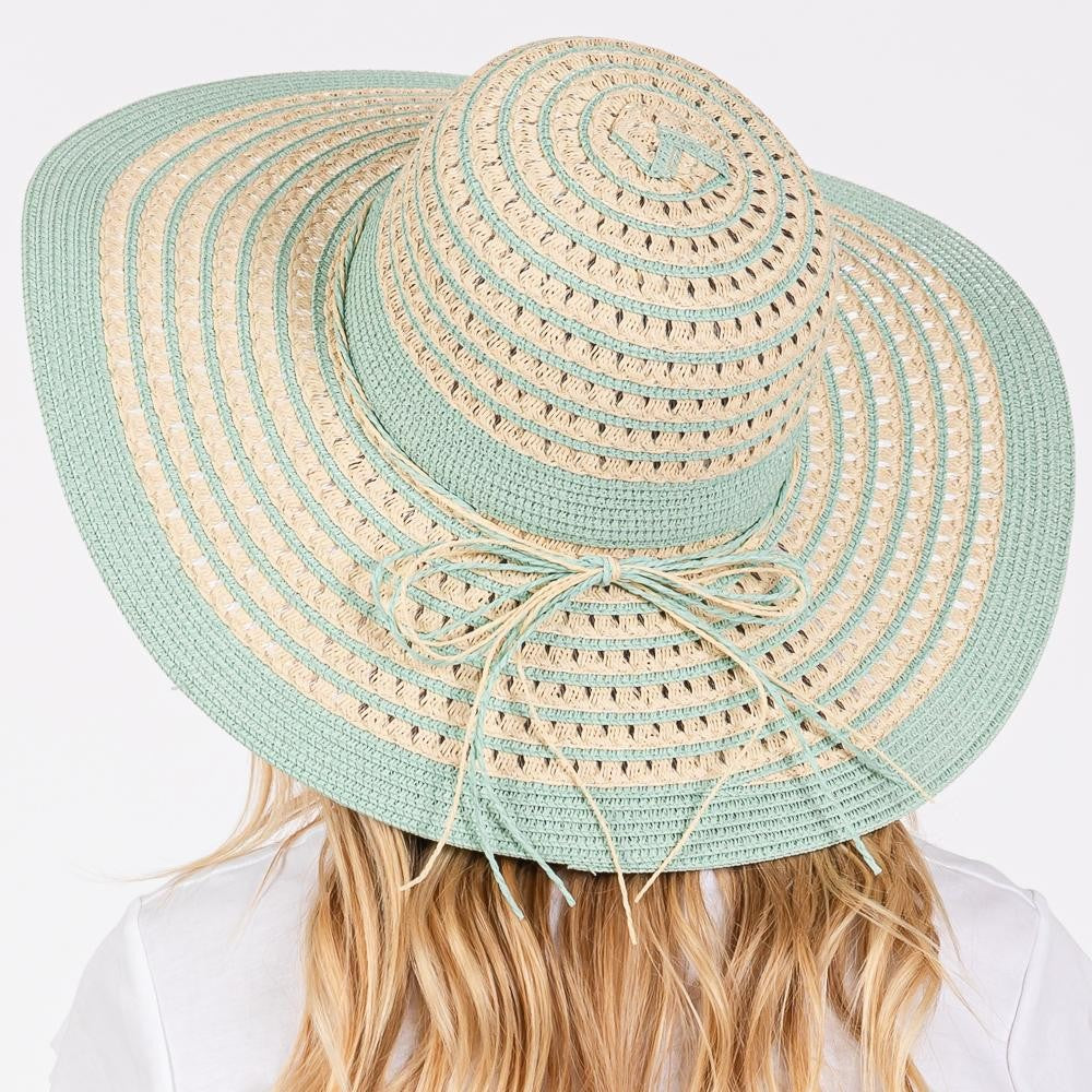 Two Toned Straw Hat - Mint