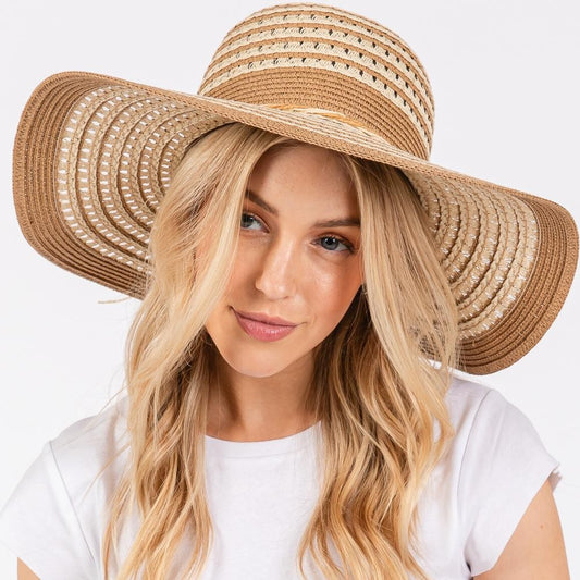 Two Toned Straw Hat - Topaz