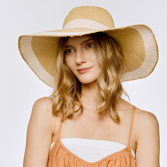 Straw Wide Brim Hat w/White Band