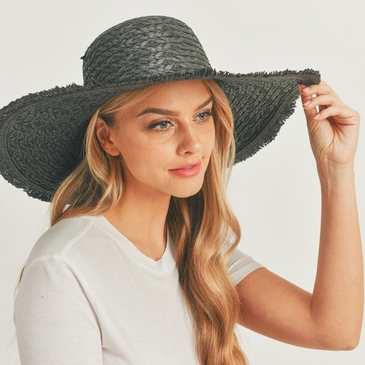 Solid Floppy Sun Hat - Black