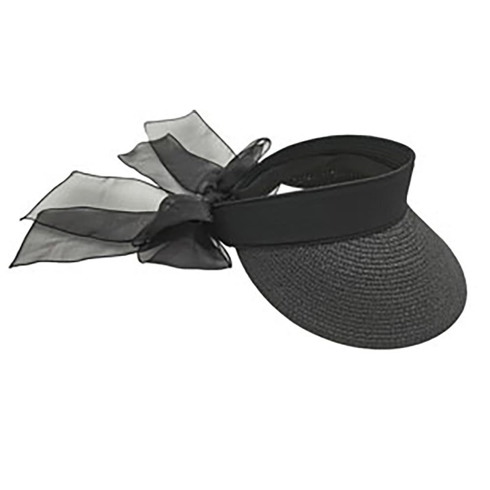 Black Straw Visor w/ Bow