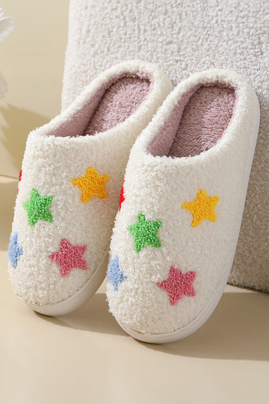 White "Star" Plush Slippers