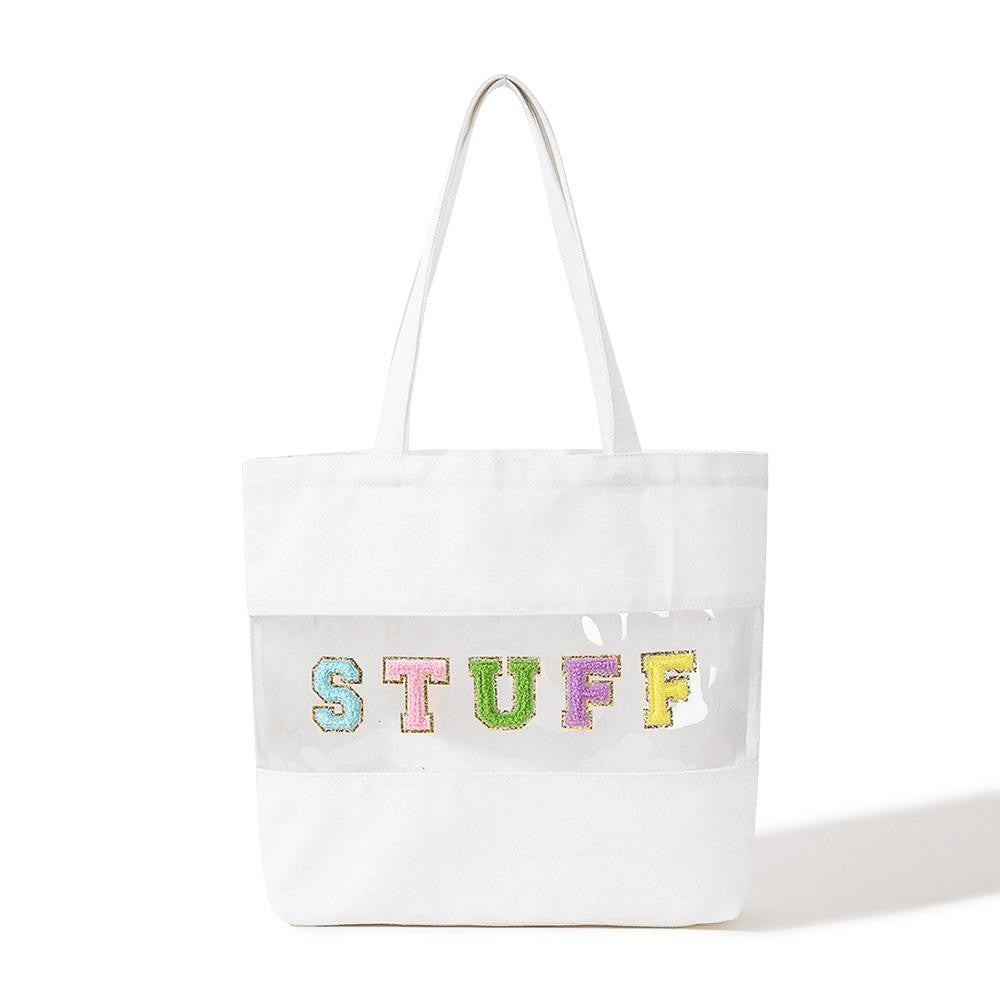 Chenille Letter Patch Tote Bag