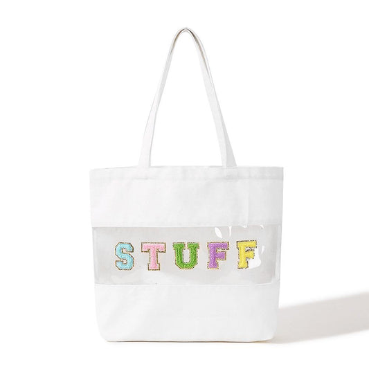 Chenille Letter Patch Tote Bag