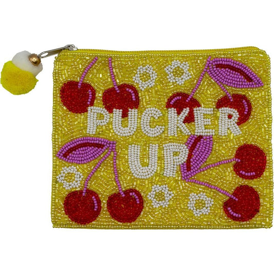 "Pucker Up" Seed Beaded Coin Purse