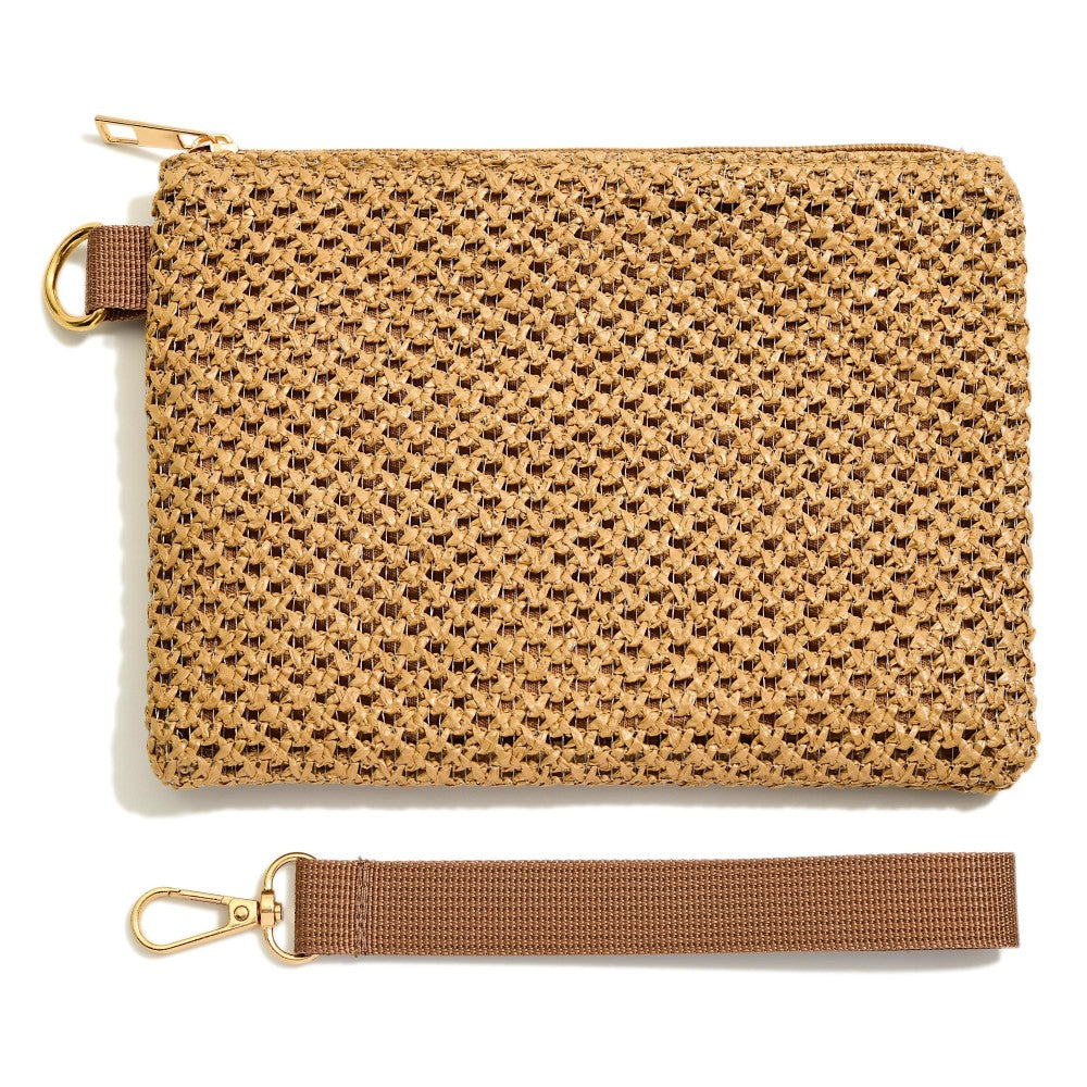 Beige Woven Wristlet