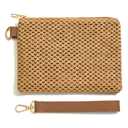 Beige Woven Wristlet