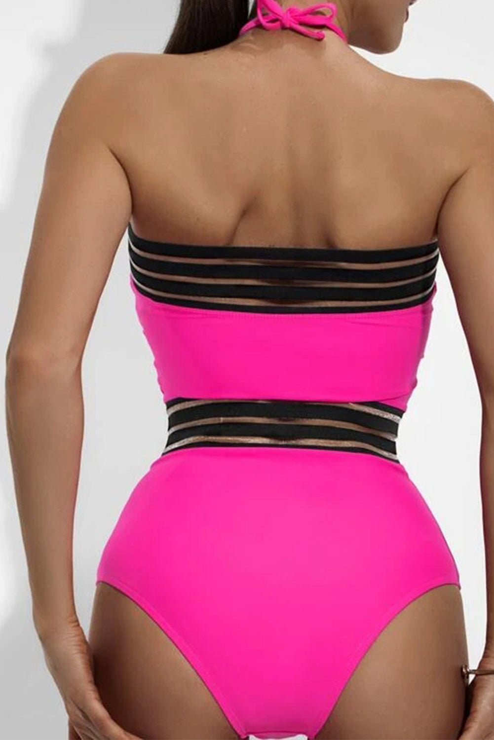 Rose Mesh Stripe One Piece