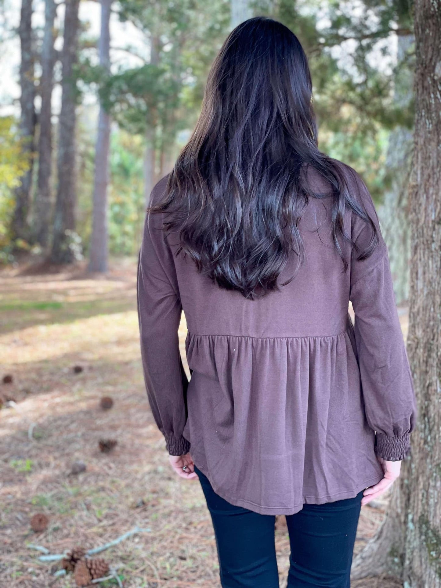 Brown Babydoll Blouse