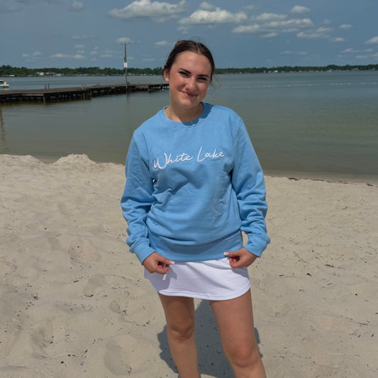 White Lake Crewneck - White Lake Sky Blue