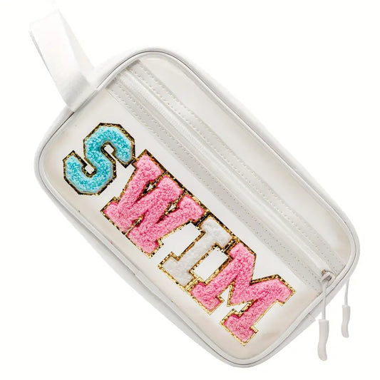 Letter Patch Cosmetic Bag - Swim