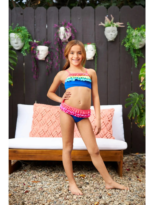 Kids Multi-color Ruffle Two Piece