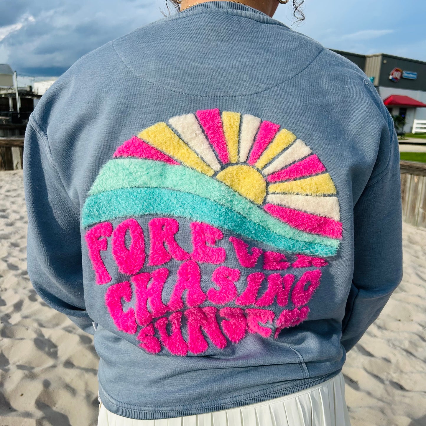 White Lake Crewneck - Chasing Sunsets Denim