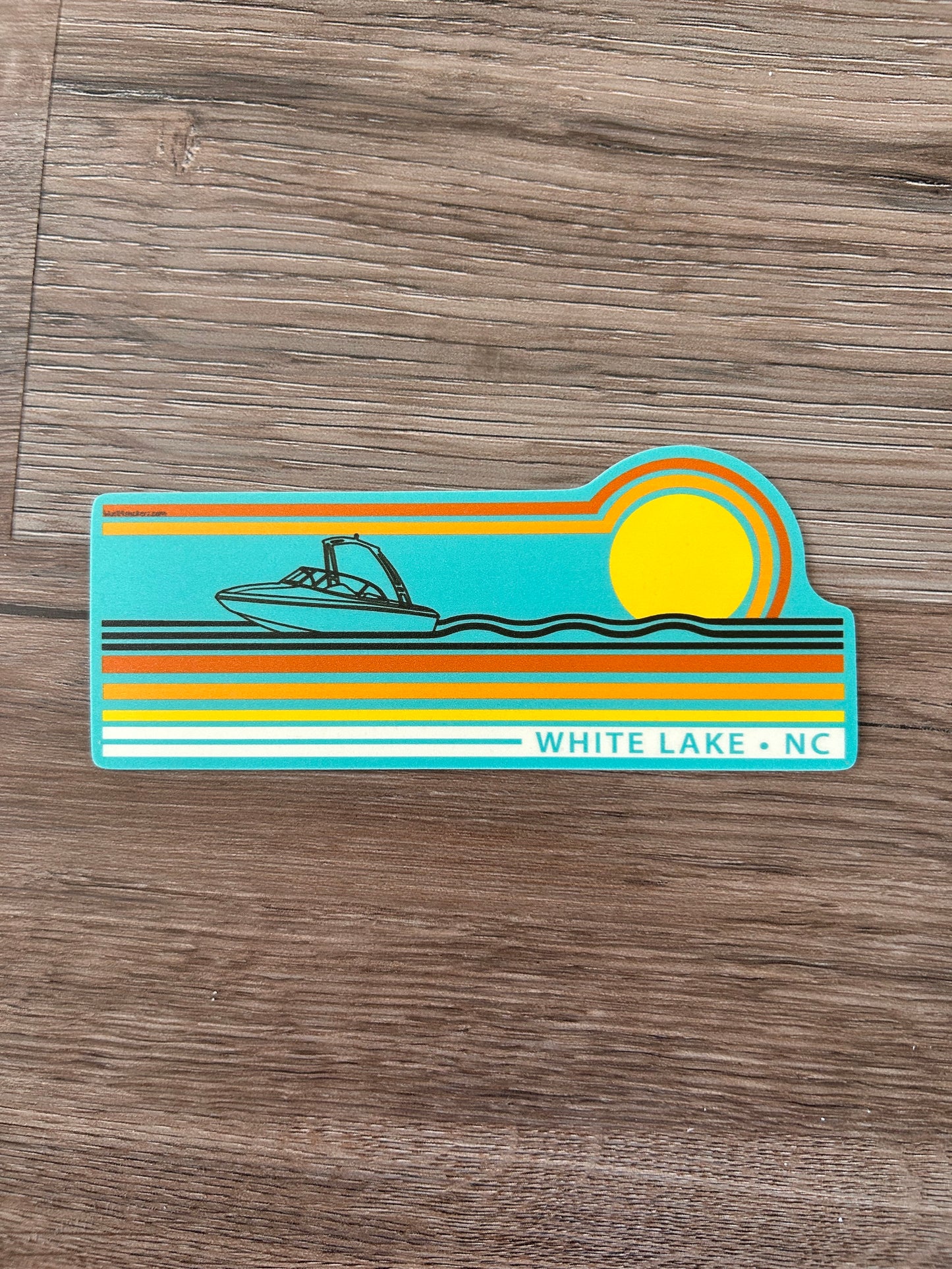 White Lake Sticker - Allaying Ski Boat