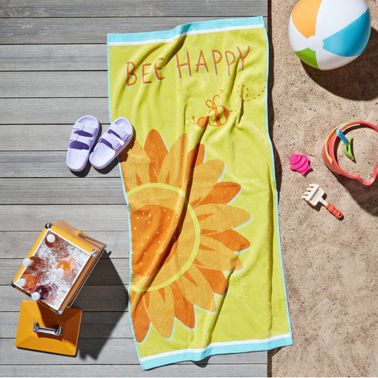 Kids Beach Towel - Bee Happy