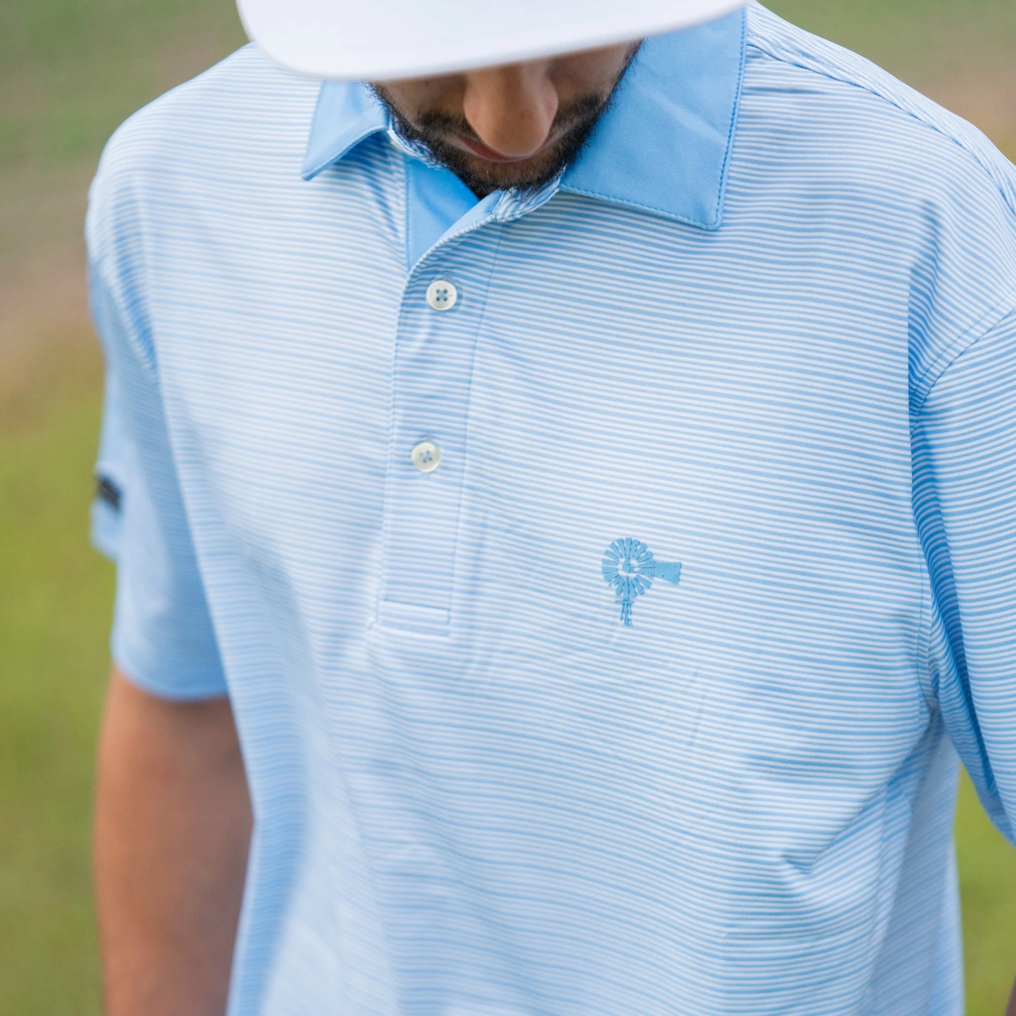 Old South Performance Polo - Blue Sky Stripe