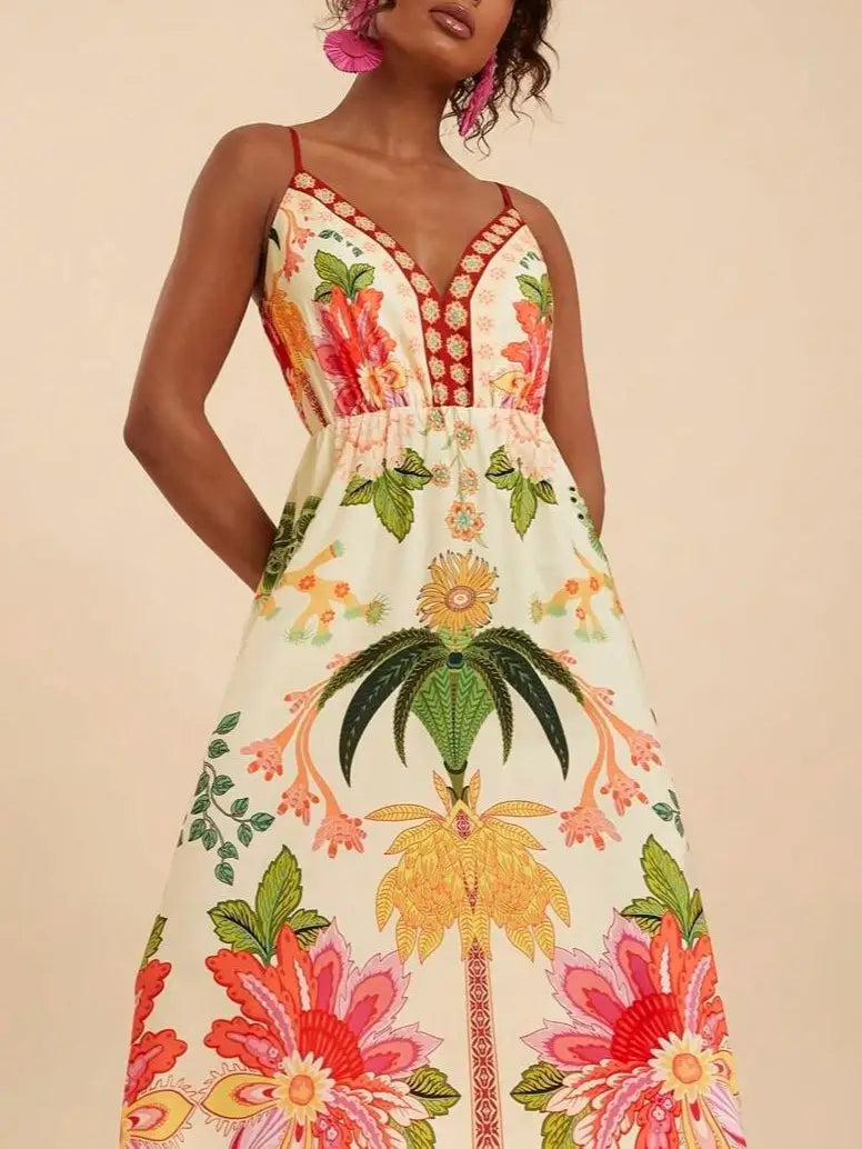Bohemian Tropical Printed Sundress