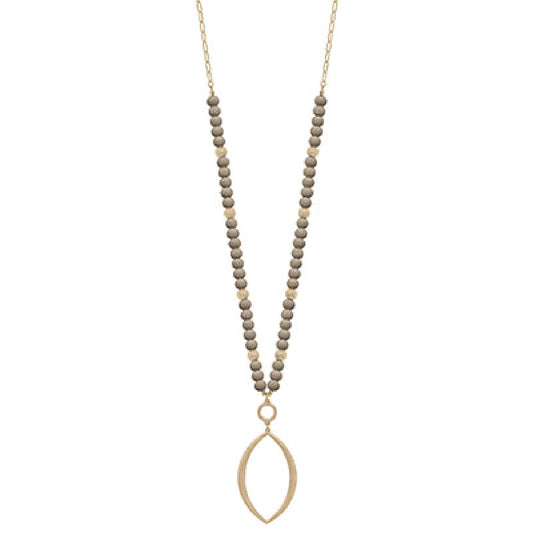 GS Leaf Pendant Wood Chain Necklace