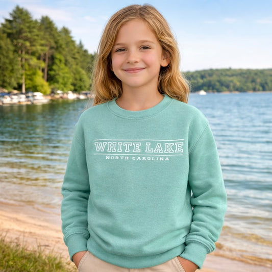 White Lake Youth Crewneck - Classic Aqua