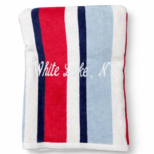 White Lake Towel- Americana Cabana Stripe