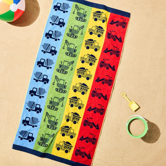 Kids Beach Towel - Construction Site