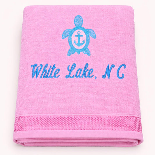 White Lake Towel- Embroidered Turtle