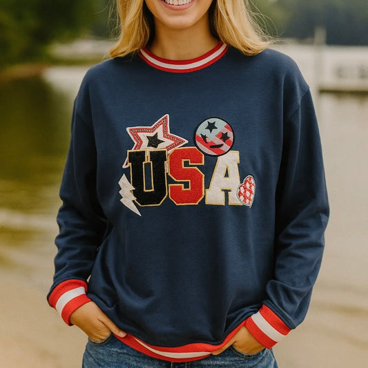 Simply Southern Varsity USA Crewneck Sweatshirt