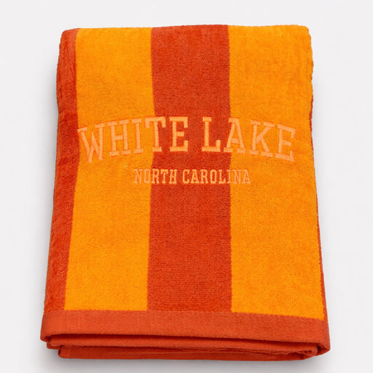 White Lake Towel- Orange Stripe